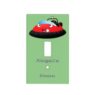 Cute red happy hovercraft cartoon light switch cover