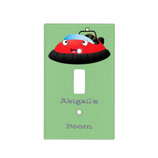 Cute red happy hovercraft cartoon light switch cover (Front)