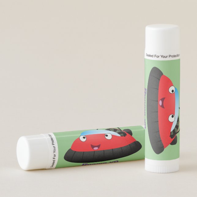 Cute red happy hovercraft cartoon lip balm (Front)