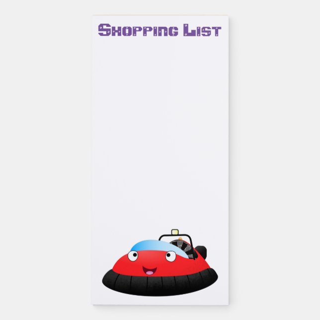 Cute red happy hovercraft cartoon magnetic notepad (Front)