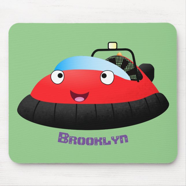 Cute red happy hovercraft cartoon mouse pad (Front)