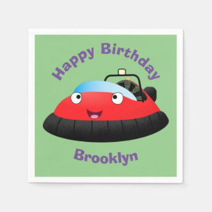 Cute red happy hovercraft cartoon napkins