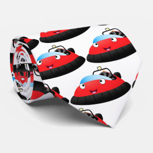 Cute red happy hovercraft cartoon neck tie