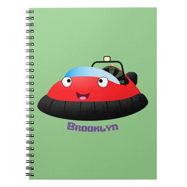 Cute red happy hovercraft cartoon notebook (Front)