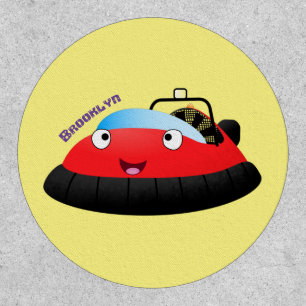 Cute red happy hovercraft cartoon patch
