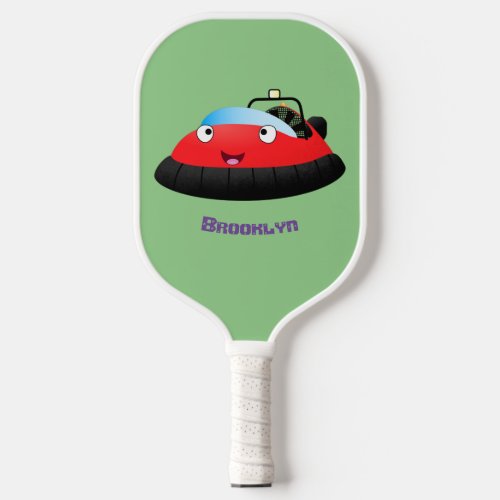 Cute red happy hovercraft cartoon pickleball paddle
