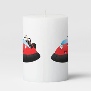 Cute red happy hovercraft cartoon pillar candle