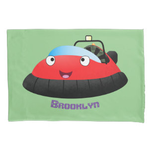 Cute red happy hovercraft cartoon pillow case