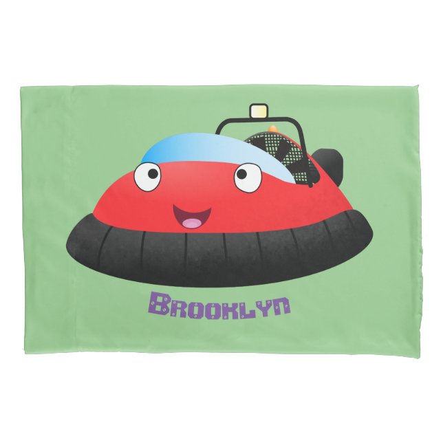 Cute red happy hovercraft cartoon pillow case (Front)
