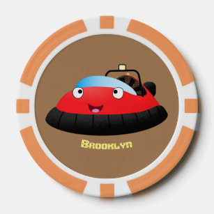 Cute red happy hovercraft cartoon poker chips