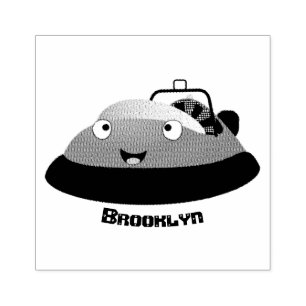 Cute red happy hovercraft cartoon rubber stamp