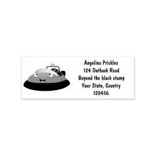 Cute red happy hovercraft cartoon  rubber stamp