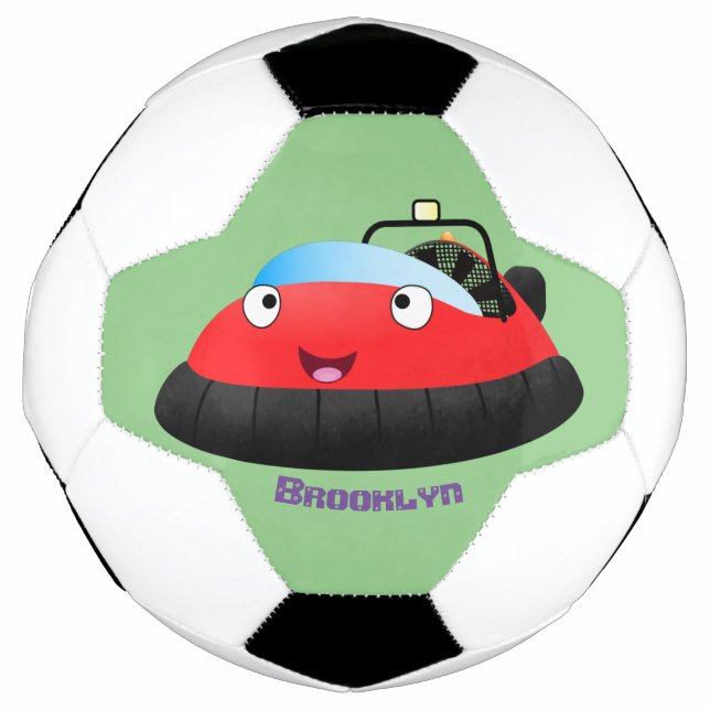 Cute red happy hovercraft cartoon soccer ball (Front)