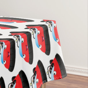 Cute red happy hovercraft cartoon tablecloth
