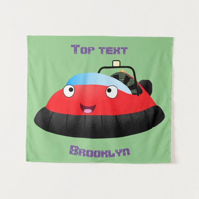 Cute red happy hovercraft cartoon tapestry (Front (Horizontal))