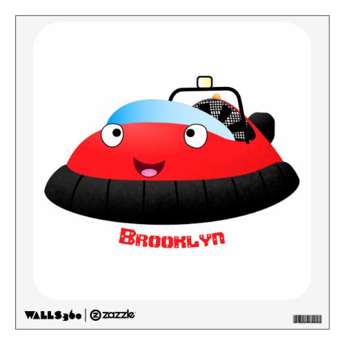 Cute red happy hovercraft cartoon wall decal