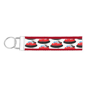 Cute red happy hovercraft cartoon wrist keychain