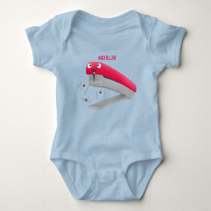 Cute red happy stapler cartoon illustration baby bodysuit