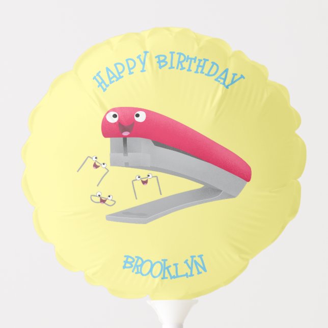 Cute red happy stapler cartoon illustration  balloon (Front)