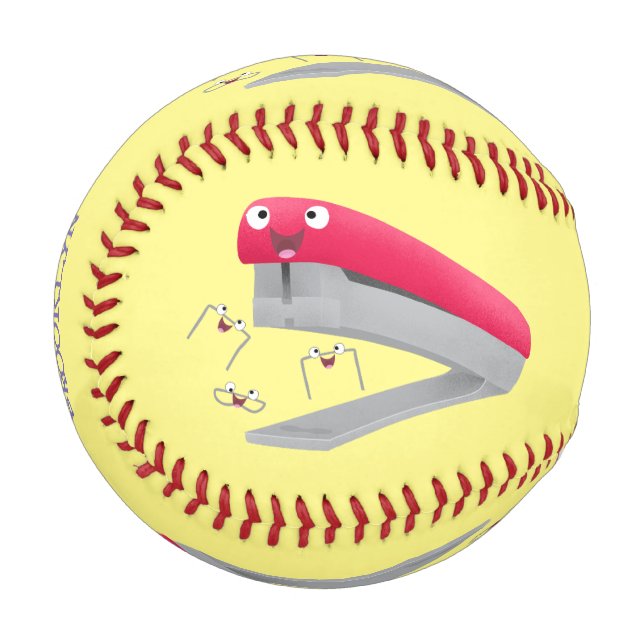 Cute red happy stapler cartoon illustration  baseball (Front Left)