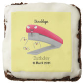 Cute red happy stapler cartoon illustration  brownie (Front)