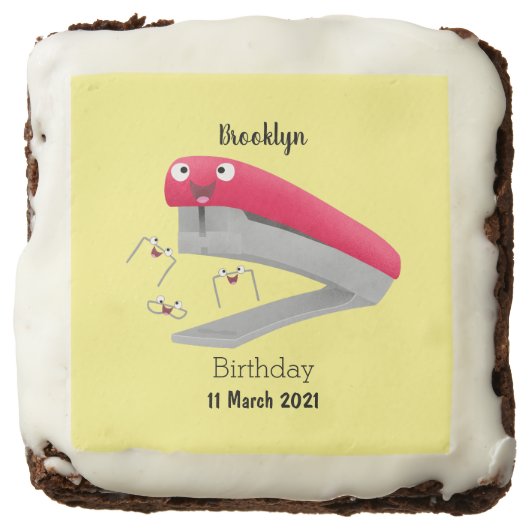 Cute red happy stapler cartoon illustration  brownie (Front)