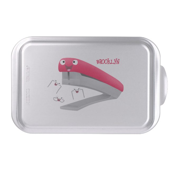Cute red happy stapler cartoon illustration  cake pan (Front)