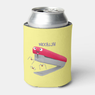 Cute red happy stapler cartoon illustration can cooler