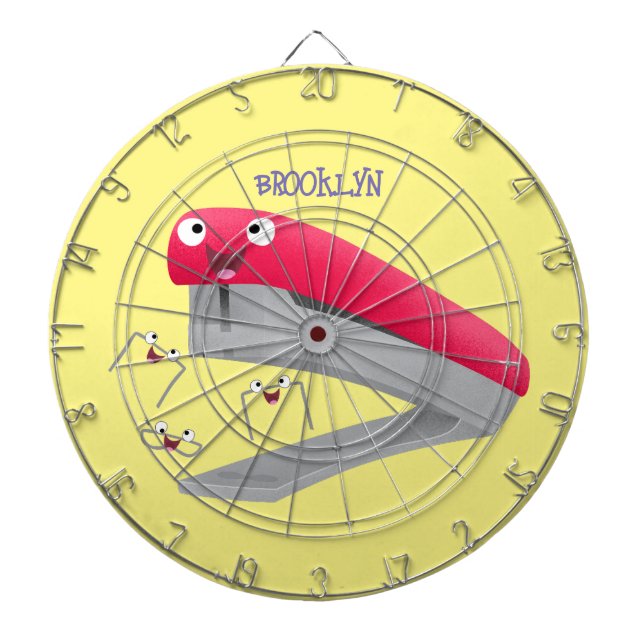 Cute red happy stapler cartoon illustration dart board (Front)