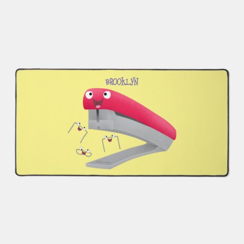 Cute red happy stapler cartoon illustration  desk mat