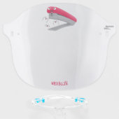 Cute red happy stapler cartoon illustration face shield (Front w/Glasses)