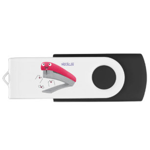 Cute red happy stapler cartoon illustration flash drive