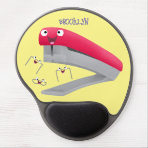 Cute red happy stapler cartoon illustration  gel mouse pad