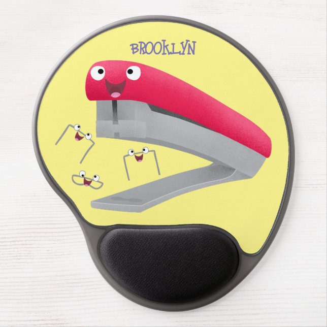 Cute red happy stapler cartoon illustration  gel mouse pad (Front)