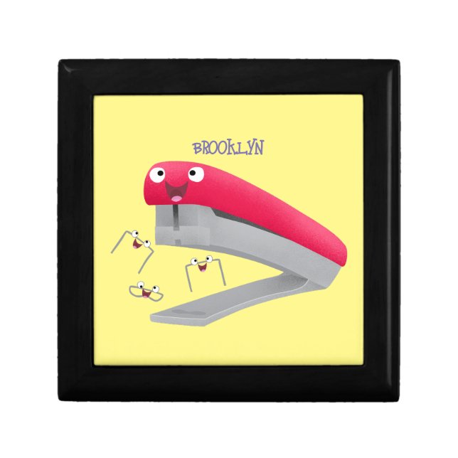 Cute red happy stapler cartoon illustration gift box (Front)