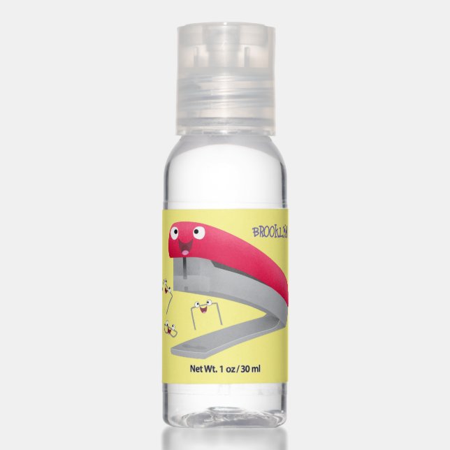 Cute red happy stapler cartoon illustration  hand sanitizer (Front)