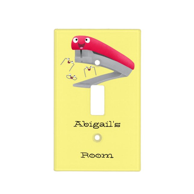Cute red happy stapler cartoon illustration  light switch cover (Front)