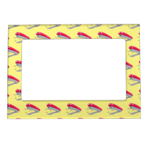 Cute red happy stapler cartoon illustration magnetic frame