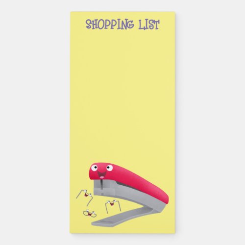 Cute red happy stapler cartoon illustration magnetic notepad