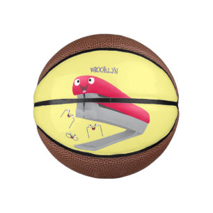 Cute red happy stapler cartoon illustration  mini basketball