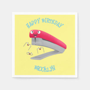 Cute red happy stapler cartoon illustration napkins