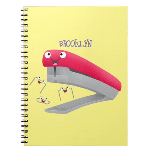 Cute red happy stapler cartoon illustration  notebook (Front)