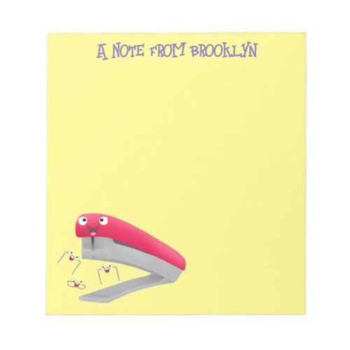 Cute red happy stapler cartoon illustration  notepad