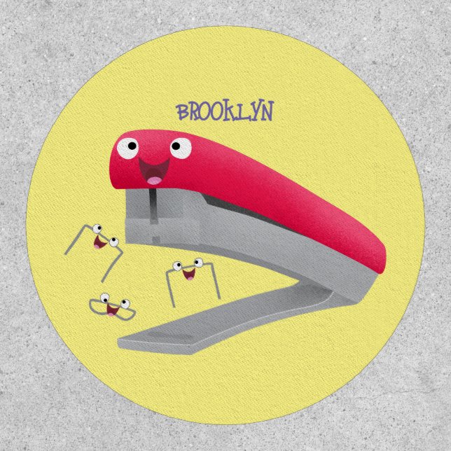 Cute red happy stapler cartoon illustration  patch (Front)