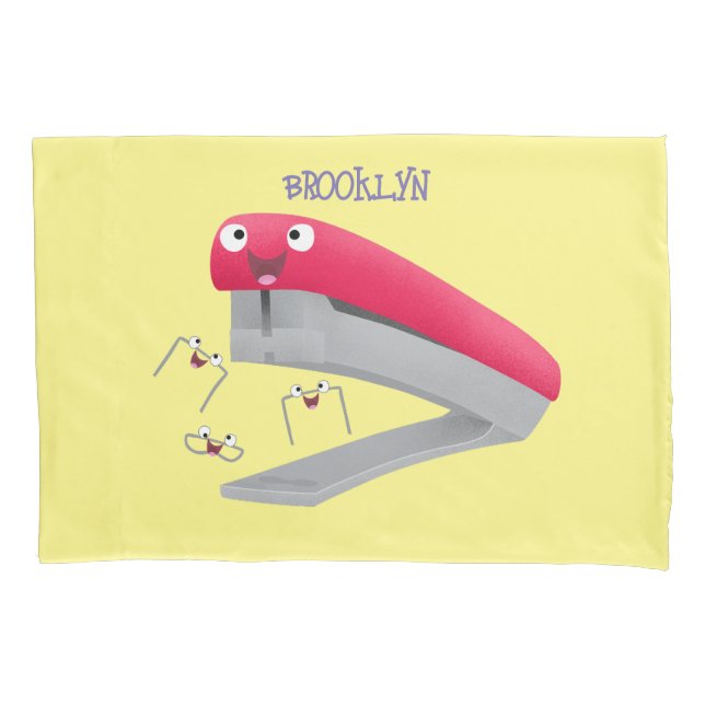 Cute red happy stapler cartoon illustration  pillow case (Front)