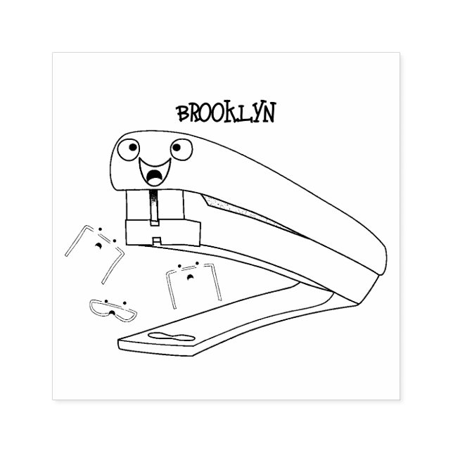 Cute red happy stapler cartoon illustration  rubber stamp (Imprint)