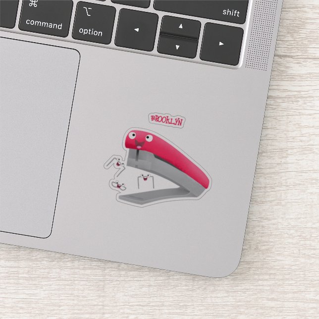 Cute red happy stapler cartoon illustration  sticker (Detail)