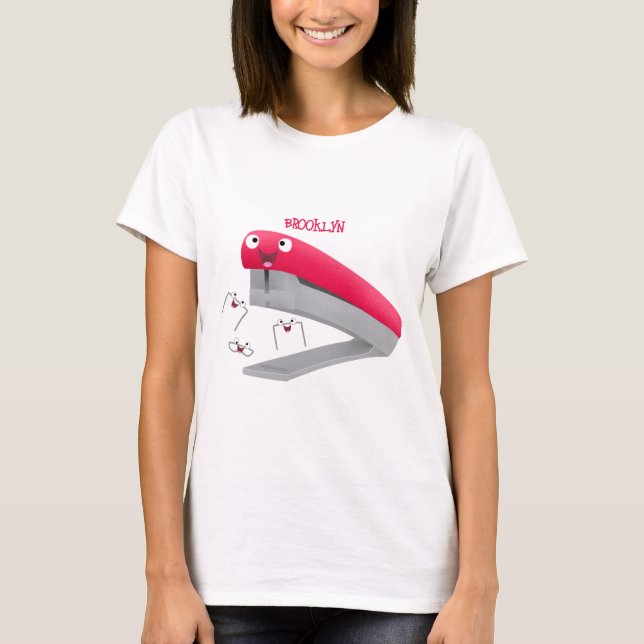 Cute red happy stapler cartoon illustration  T-Shirt (Front)