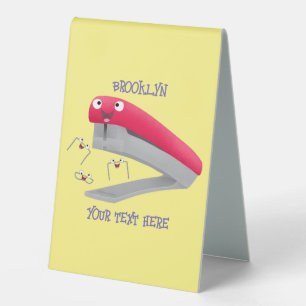Cute red happy stapler cartoon illustration table tent