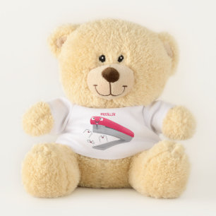 Cute red happy stapler cartoon illustration teddy bear